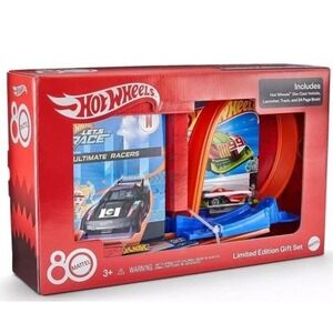 Hot Wheels Gift-Speed Snap Stunt Tracks, Diecast Vehicle, Launcher, Track & Book